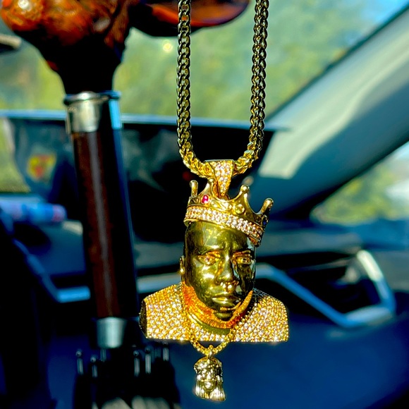 14K Gold plated King Ice Biggie Smalls Chain - Notorious B.I.G. Bling Necklace - Picture 4 of 10